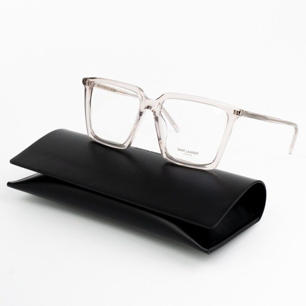 NEW Saint Laurent SL474OPT 003 Transparent Nude Square Women Eyeglasses